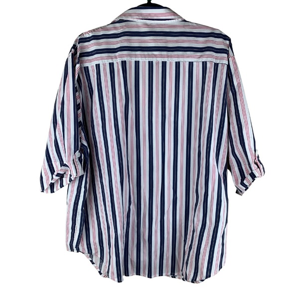 Size 18w Separate Issue Woman blue white red Track stripe shirt, 3/4 Sleeve - Picture 3 of 4